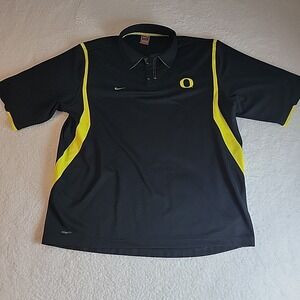 Vintage Nike Oregon Ducks Polo Nike Fit Men's XL Black Yellow Short Sleeve Golf